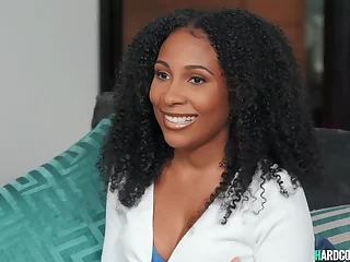 Hottie ebony riding penis behind the scenes